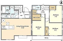上北沢1丁目貸家1号棟 3LDKの間取り