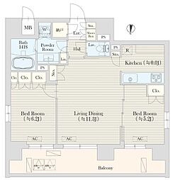 グランレスト渋谷大山町 7階2LDKの間取り