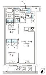 参宮橋ビューアパートメント 3階2LDKの間取り