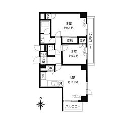 グリーンウッド大蔵 5階2LDKの間取り