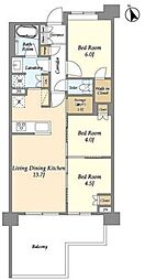 セレステラス調布ケ丘 5階3LDKの間取り