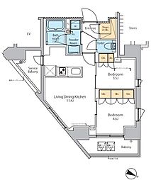 プラウドフラット渋谷笹塚 10階2LDKの間取り