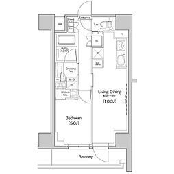 ザ・パークハビオ中野富士見町ガーデン 14階1LDKの間取り