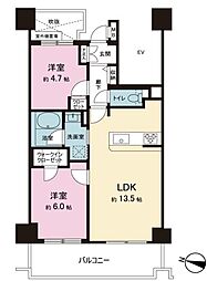 インペリアル三鷹シティ 9階2LDKの間取り