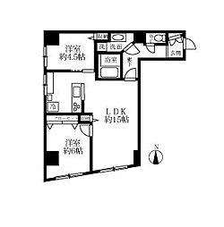 パールハイツ笹塚 7階2LDKの間取り