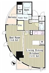 ユーストリア駒沢 8階1LDKの間取り