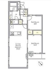 メゾンカルム中落合South 3階2LDKの間取り