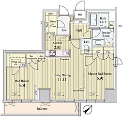 セリオ落合東中野 2LDKの間取図画像
