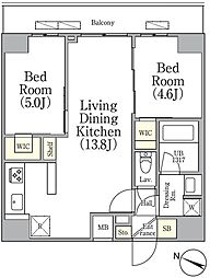ASYLCOURT三軒茶屋 2LDKの間取図画像