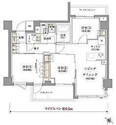 テナス千歳船橋 3LDKの間取図画像