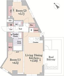 アーバンプレミア池尻大橋 2LDKの間取図画像