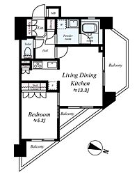 プレール・ドゥーク世田谷代田 1LDKの間取図画像