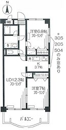 ミレニアム中野 2LDKの間取図画像