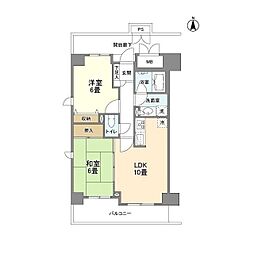 ヒルトップ中野 2LDKの間取図画像