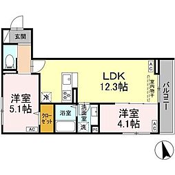 グラナーデ祖師谷 2LDKの間取図画像