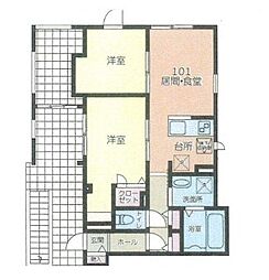 HeadHouse梅丘 2LDKの間取図画像