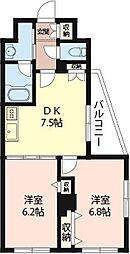 エスティメゾン三軒茶屋2 2DKの間取図画像