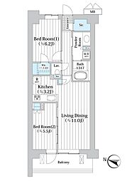 アビティグランデ砧 2LDKの間取図画像