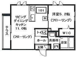 渋谷区上原2丁目マンション 1LDKの間取図画像