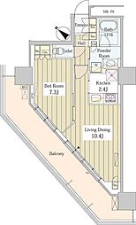 ユニゾンタワー東中野 1LDKの間取図画像