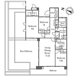 深沢ハウスH棟 3LDKの間取図画像