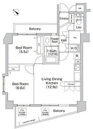 COMFORIA代々木上原 2LDKの間取図画像