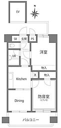 ライオンズプラザ三鷹サカイビル 2DKの間取図画像