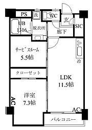 ヴェルセ用賀 1SLDKの間取図画像