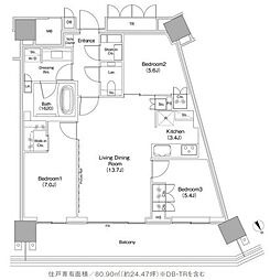 JIYUGAOKA MUSE SQUARE THE RESI 3LDKの間取図画像