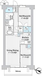 アビティグランデ砧 2LDKの間取図画像
