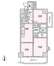 ライオンズプラザ池尻大橋 3DKの間取図画像