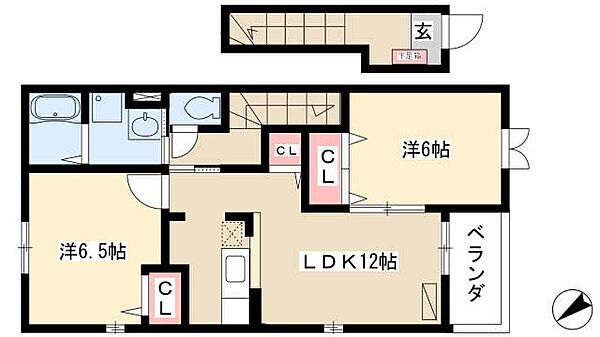 soleil　A ｜愛知県名古屋市中村区城屋敷町1丁目(賃貸アパート2LDK・2階・58.86㎡)の写真 その2