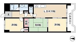 ピアレス高畑 3階3LDKの間取り