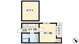 ルーエ　1番館 1階1Kの間取り