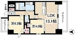 S-RESIDENCE亀島駅前blaze 3階2LDKの間取り