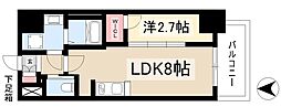 S-RESIDENCE亀島駅前ascent 10階1LDKの間取り