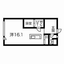 コレクション名駅III 3階ワンルームの間取り