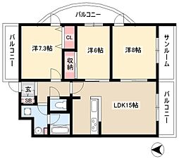 フォルムGP 1階3LDKの間取り
