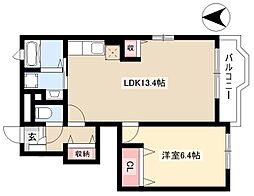 プレットヴィラ 1階1LDKの間取り