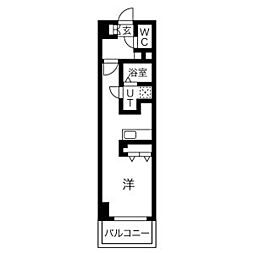 リナージュ佐古前 5階ワンルームの間取り