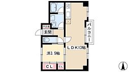 ロイヤルコーポ 4階1LDKの間取り