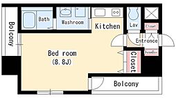 プレサンス名古屋STATIONザ・シティ 5階ワンルームの間取り