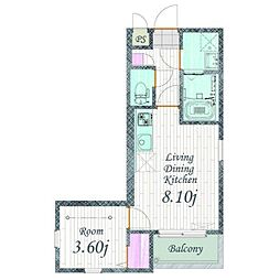 Cherim 本陣十王町II South 2階1LDKの間取り