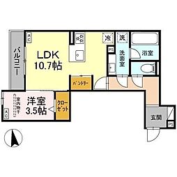 シャンリージュ 1LDKの間取図画像
