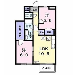 グリーンストリーム 1階2LDKの間取り