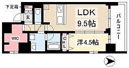プレサンス錦ラウム 3階1LDKの間取り