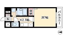 林風館 2階1Kの間取り
