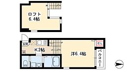 エデン 2階1Kの間取り