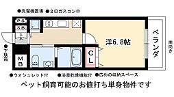 ラ・ヴィ・アン・ローズ 7階1Kの間取り