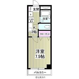 CASA児玉 3階1Kの間取り